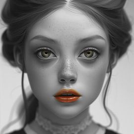 Orange on black & white by Bianca ter Riet