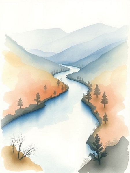 Grand Majestic Mountain Valley River Serenity par Artistic