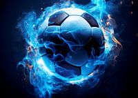 Blau brennender Fußball