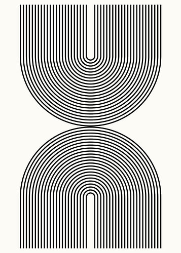 Minimalistische, geometrische, abstracte kunst, zwart-wit