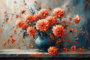 Abstrakte Blumenmalerei | Fluid Scarlet Elegance