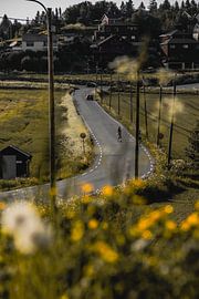 Die kurvenreichen Straßen in den Vororten im Frühling, etwas außerhalb des Stadtzentrums von Trondheim in Norwegen von Koen Lipman