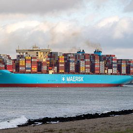 Maren Maersk opweg naar zee vanaf Maasvlakte 2 van Arthur Bruinen