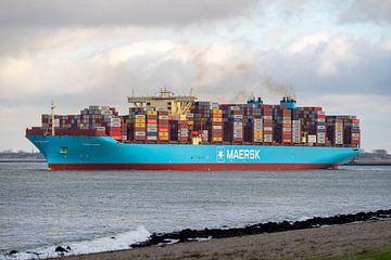 Maren Maersk opweg naar zee vanaf Maasvlakte 2 van Arthur Bruinen