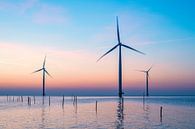Windturbines in een offshore windpark tijdens zonsondergang van Sjoerd van der Wal Fotografie thumbnail