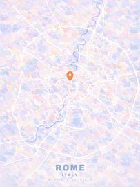 Verträumtes Pastell-Ölgemälde mit Stadtplan von Rom – Ästhetische Wanddekoration für Italien-Reisen