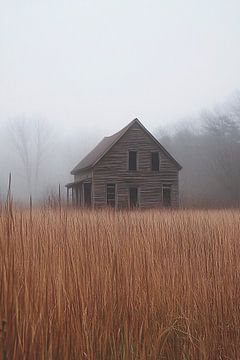 Verlaten huis in mistig landschap van Imperial Art House