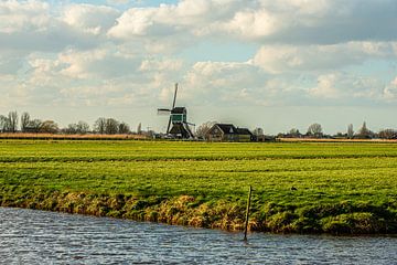 Hollandse Windmolen in het Landschap.