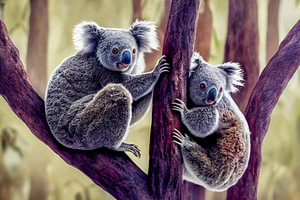 Koalas in einem Baum, Illustration