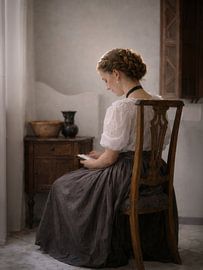 Ana is reading in a ray of sunshine