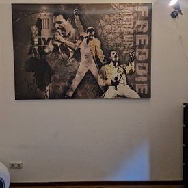 Kundenfoto: Freddie Mercury Jahrgangsporträt von Bert Hooijer, auf leinwand