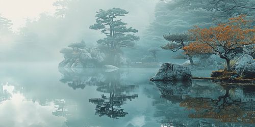 Zen tuin achtergrond banner. Aziatisch seizoensbeeld