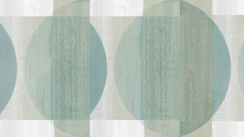 Geometric Bauhaus abstraction in grey green by FRESH Fine Art