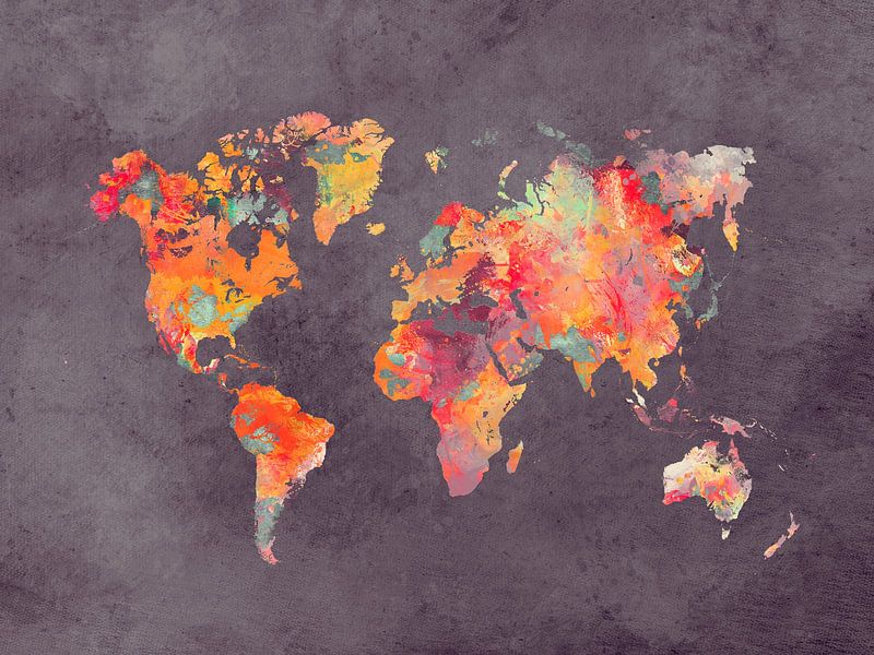 world map brown red orange #map #worldmap by JBJart Justyna Jaszke