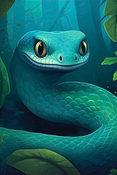Portrait d'animal coloré : serpent sur Christian Ovís