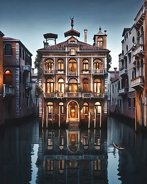 Venetië op het blauwe uur van fernlichtsicht