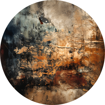 Abstract expressionisme in blauw en roestbruin van Studio Allee