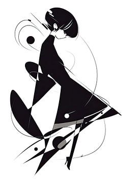 Woman with Lines | Modern Abstract Woman with Shapes