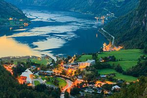 Avond aan het Geirangerfjord, Noorwegen van Henk Meijer Photography