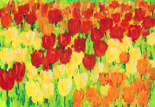 Peinture acrylique de printemps dans le jardin
