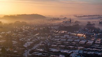 Spaubeek in the snow with sunrise