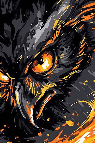 Dynamisch abstract portret van een uil