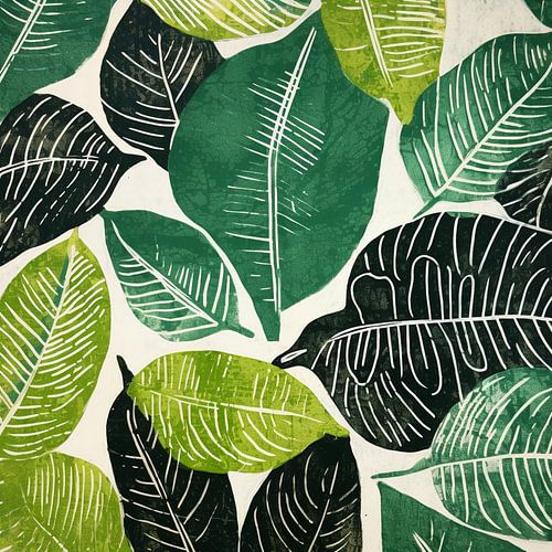 Impression lino de feuilles