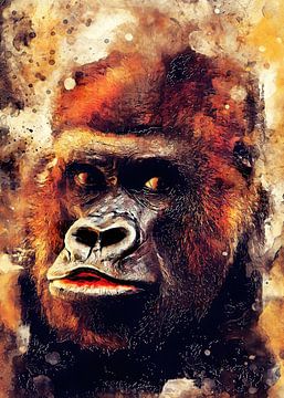 Gorilla dierenkunst #gorilla van JBJart Justyna Jaszke