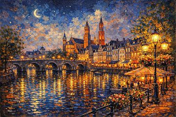 Maastricht am Abend, Gemälde aus den Niederlanden. von Johannes