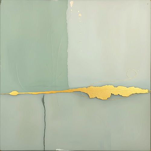 Tussen Stilte en Goud – Japandi abstract kunstwerk in wabi-sabi stijl