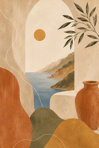 Mediterranean Escape II – Print van een minimalistisch kustlandschap