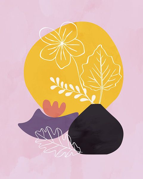 Flower and leaves in a vase