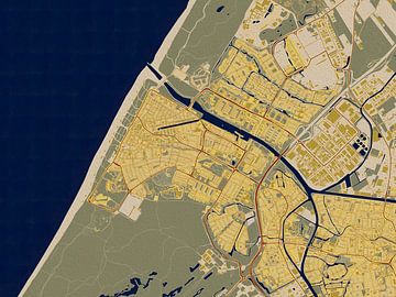 Kaart van Katwijk in de stijl van Gustav Klimt van Maporia