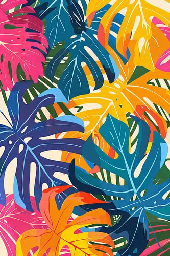 Abstract Monstera - Kleurrijke tropische kunst