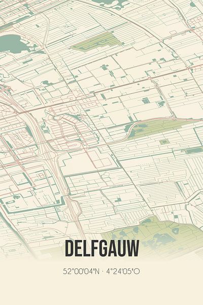 Vintage map of Delfgauw (South Holland) by Prints of Place