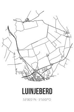 Luinjeberd (Fryslan) | Karte | Schwarz und Weiß von Rezona