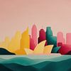 Sydney opera house zachte kleuren abstract panorama van TheXclusive Art