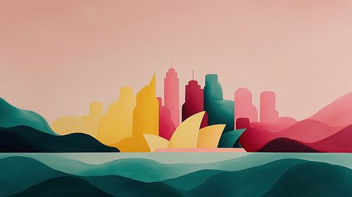 Sydney Opera House: soft colours, abstract panorama