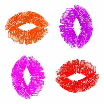 Multi colour Kiss on white von ART Eva Maria