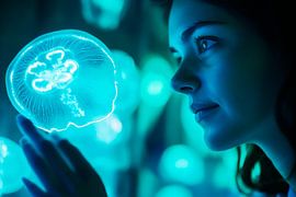 Futuristische Frau mit Gehirn-Darstellung von Poster Art Shop