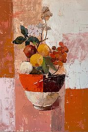 Abstract stilleven met fruit en bloemen van Art & Soul Creations