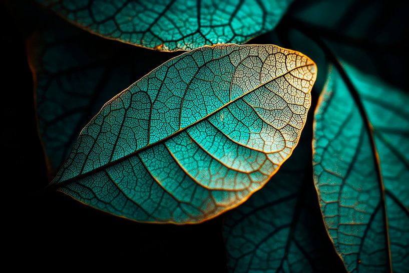 Grüne Blätter im Licht – Makroaufnahme von Poster Art Shop