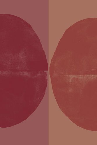 Abstracte vormen in terracotta en wijnrood. Moderne hedendaagse kunst.