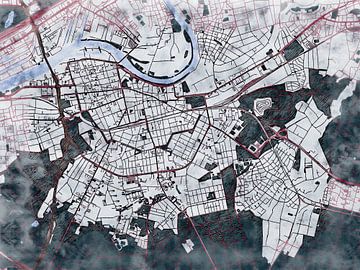 Kaart van Offenbach am Main in de stijl 'White Winter' van Maporia