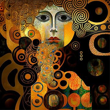 Vrouw a la Gustav Klimt van Carla van Zomeren