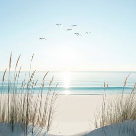 Zonsopgang met uitzicht op het strand van Poster Art Shop