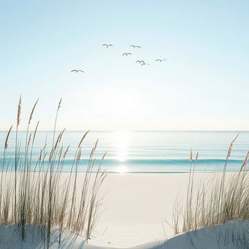 Zonsopgang met uitzicht op het strand van Poster Art Shop