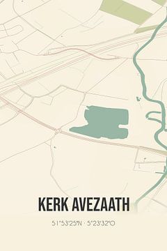 Vintage landkaart van Kerk Avezaath (Gelderland) van Rezona