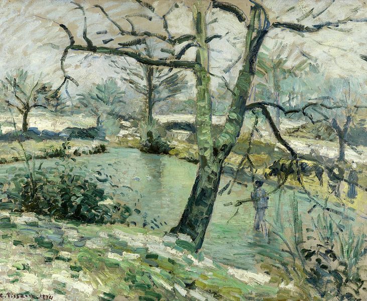 Camille Pissarro,The pond at Montfoucault, effect of the winte by finemasterpiece