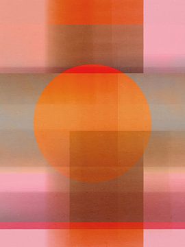 Abstrakte geometrische Retro-Kunstwerke in Orange, Taupe, Lila und Rosa